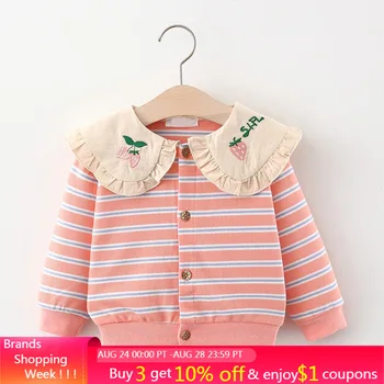 

Menoea Baby Girls Sweater Coat 2020 Winter for Girls Coat Kids Warm Thick Baby Striped Clothing Toddler Cotton Children Clothes