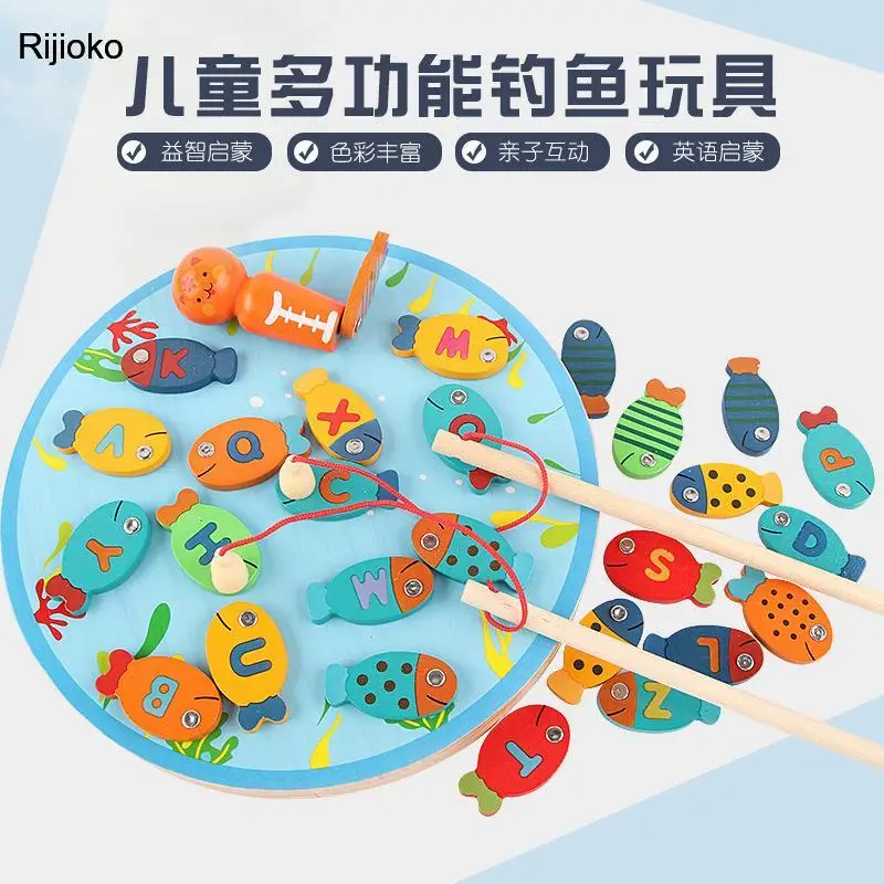 Kids Toys Fishing Game Alphbat Wooden Toys Outdoor Fun & Sports