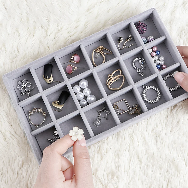 Details about   Jewelry Earring Display Velvet Holder Stand Shelf Show Case Organizer Tray 