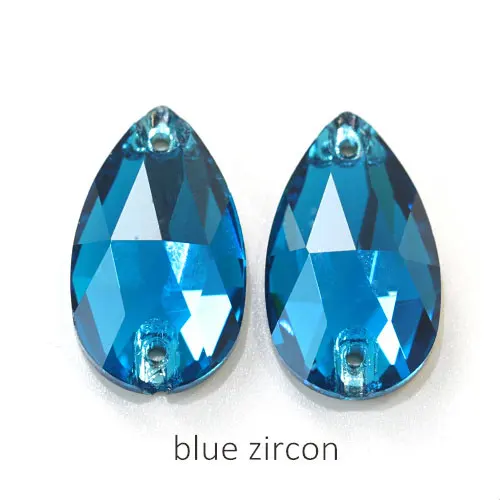 11x18 мм Красочные 24 цвета лучшее качество пришить стразы каплевидной формы бутик стекло Flatback пришить декоративные камни для одежды F0051 - Цвет: Blue Zircon