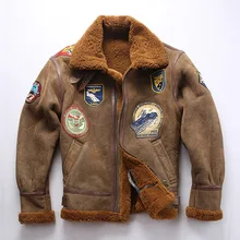 Новинка, Мужская Меховая куртка пилота B3, летные куртки, модные, мульти-ярлыки, военные, с шерстяной подкладкой, овчина, пальто Winer, Россия, пальто