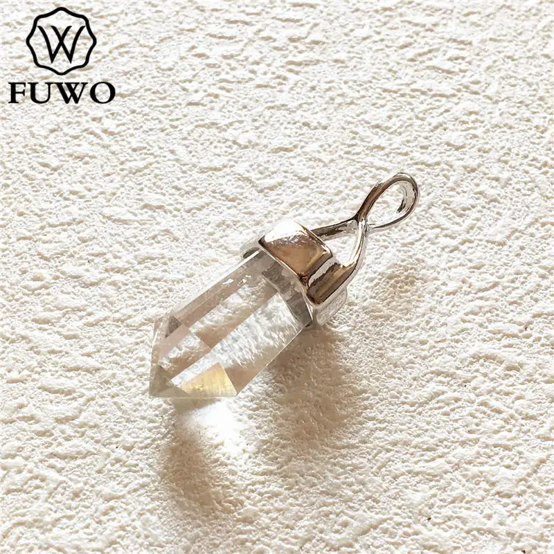 Оптовая продажа FUWO необработанный Кристальный кварц в форме пули с подвеской