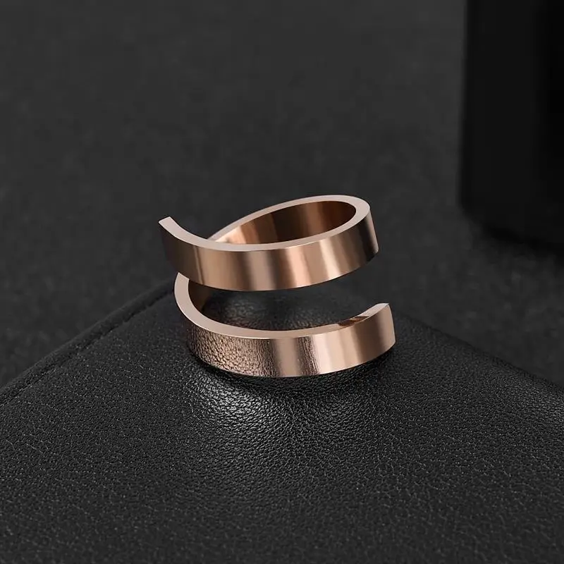 2021 Hiphop Rock DoubleLayer Ring for Men Women Black Rose Gold Stainless Steel Rings Male Female Jewelry Wedding Couple Gift - Image 3