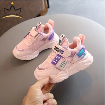 

Spring Autumn New Soft Cotton Breathable Kids Shoes Sneakers Pink White Girls Shoes Rubber Sole Anti Slip Sports Shoes Sneaker
