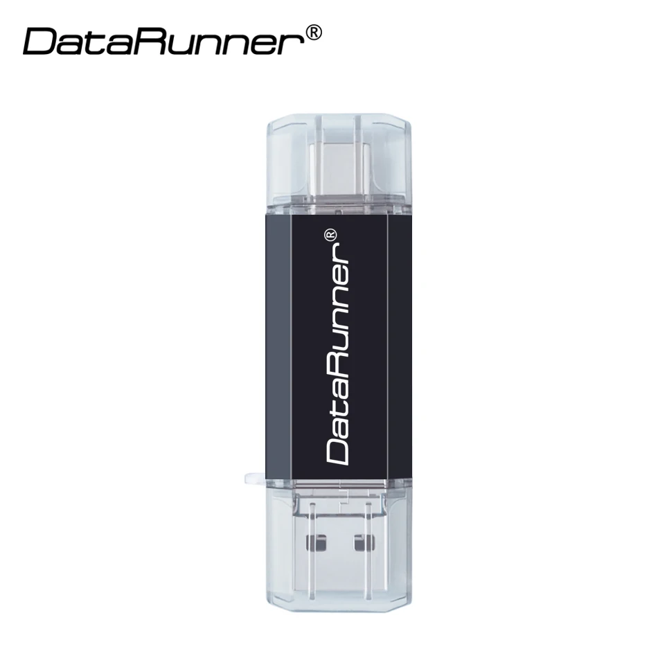 DataRunner USB флэш-накопитель 3 в 1 USB3.0& type-C& Micro USB OTG флеш-накопитель 16 ГБ 32 ГБ 64 Гб 128 ГБ 256 ГБ Флешка USB карта памяти - Цвет: Черный