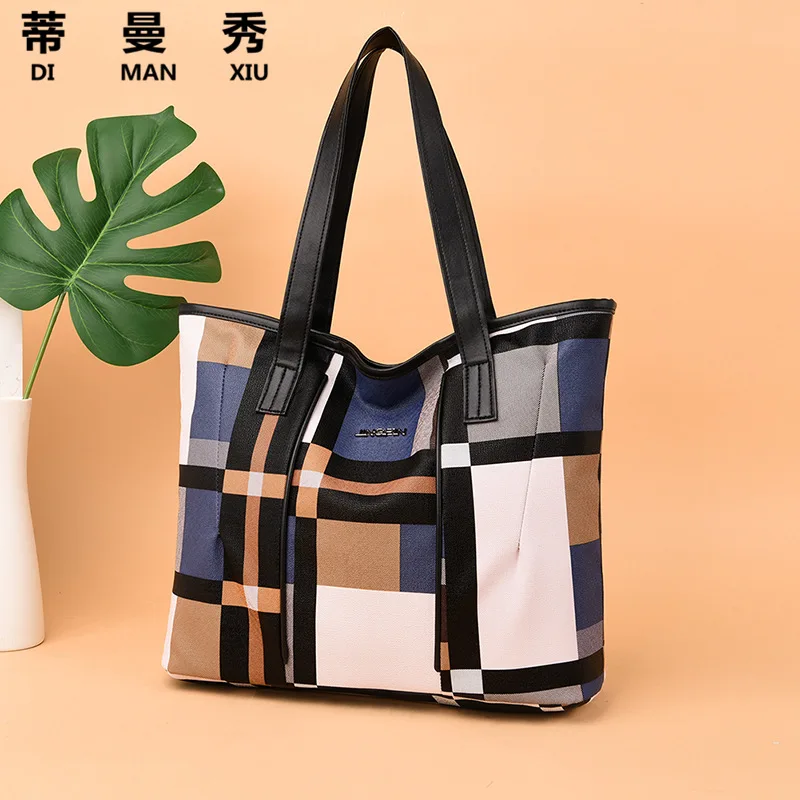 

Oxford Cloth Large Bag 2019 Autumn And Winter New Style Simple Fashion Shoulder Bag Contrast Color Handbag Versatile Mommy WOMEN