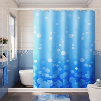 

Bubble Shower Polyester Curtain Waterproof Bath Curtains for Bathroom Bathtub Bathing Cover Large Wide 12pcs Hooks Rido Douch