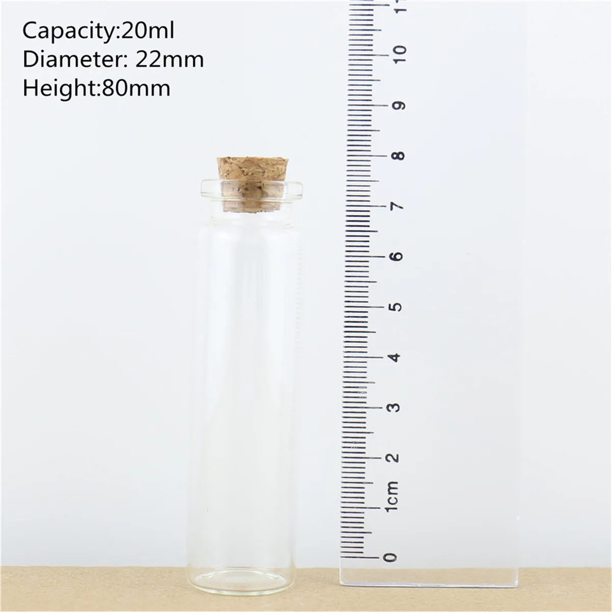 50pcs/Lot 22*80mm 20ml Storage Glass Bottles With Cork Stopper Crafts Tiny stash Jars container Glass Jar Mini Bottle Gift 6
