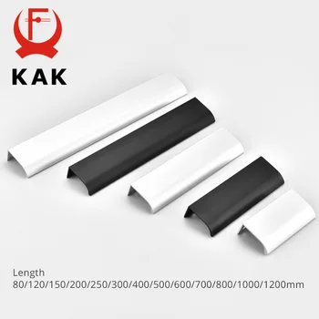 KAK Black Silver Hidden Cabinet Handles Zinc Alloy Kitchen Cupboard Pulls Drawer Knobs Bedroom Door Furniture Handle Hardware