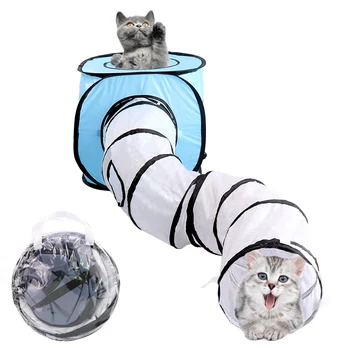 

Foldable Pet Tunnel Cat Kitten Toy Folding Wrinkle Cat Play Tunnel Toy Pet Supplies for Cats and Small Dogs