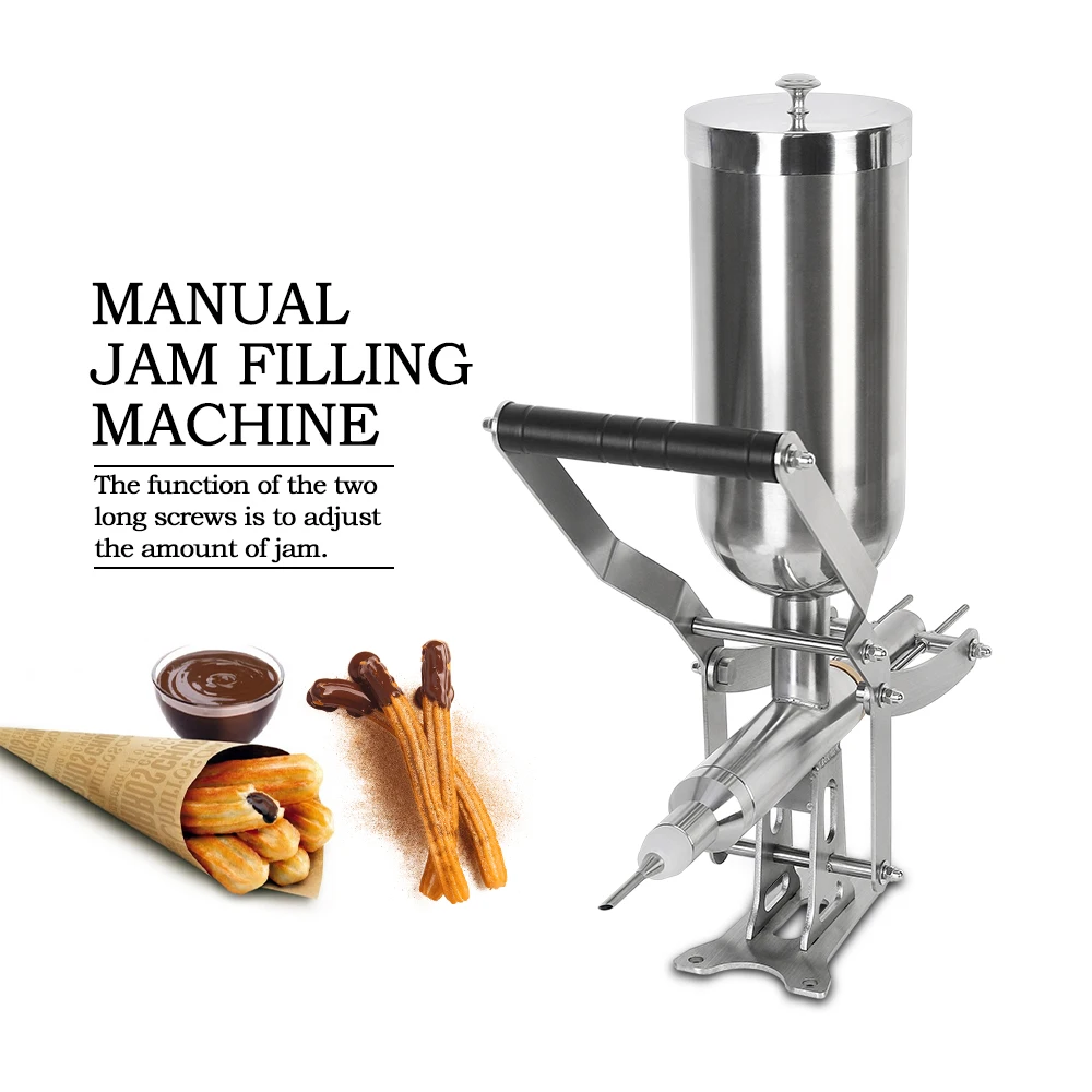 4.5L Homemade Spanish Churros Machine Manual Jam Filling Cream Filler With 3 Pipes