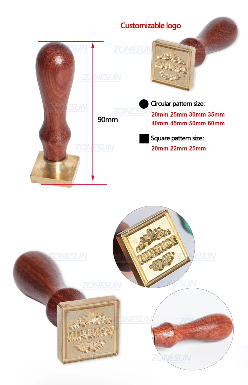 ZONESUN Custom Wax Seal Stamp With Wood Handle For Gift Packing