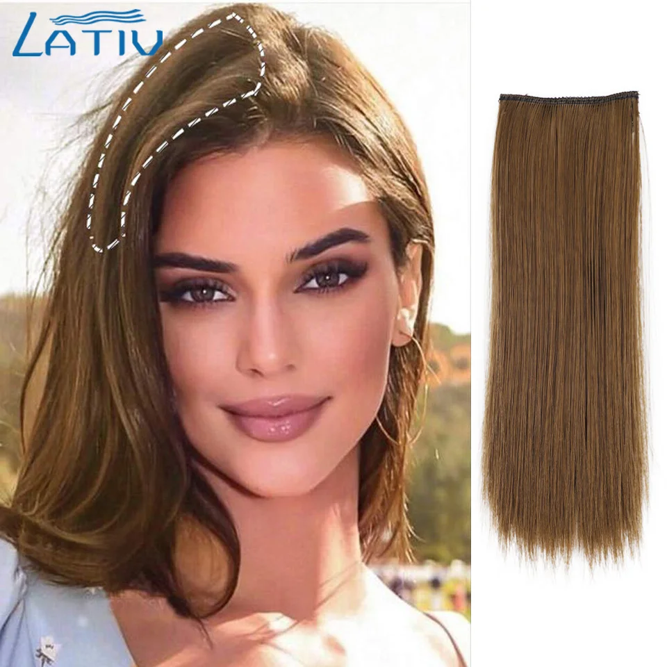 Lativ Short Hair Pieces Invisible Clip in Pad High Extension Fluffy Synthetic Natural wig | Шиньоны и парики