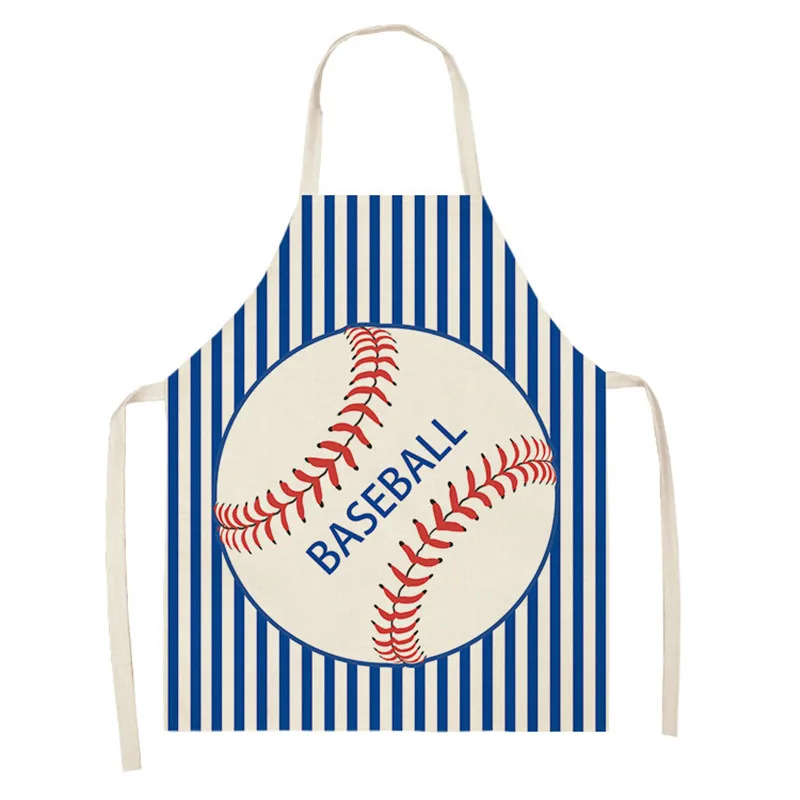 Baseball Linen Apron Kids Football Volleyball Family Game DIY Sleeveless Aprons Home Household Kitchen Apron for Women