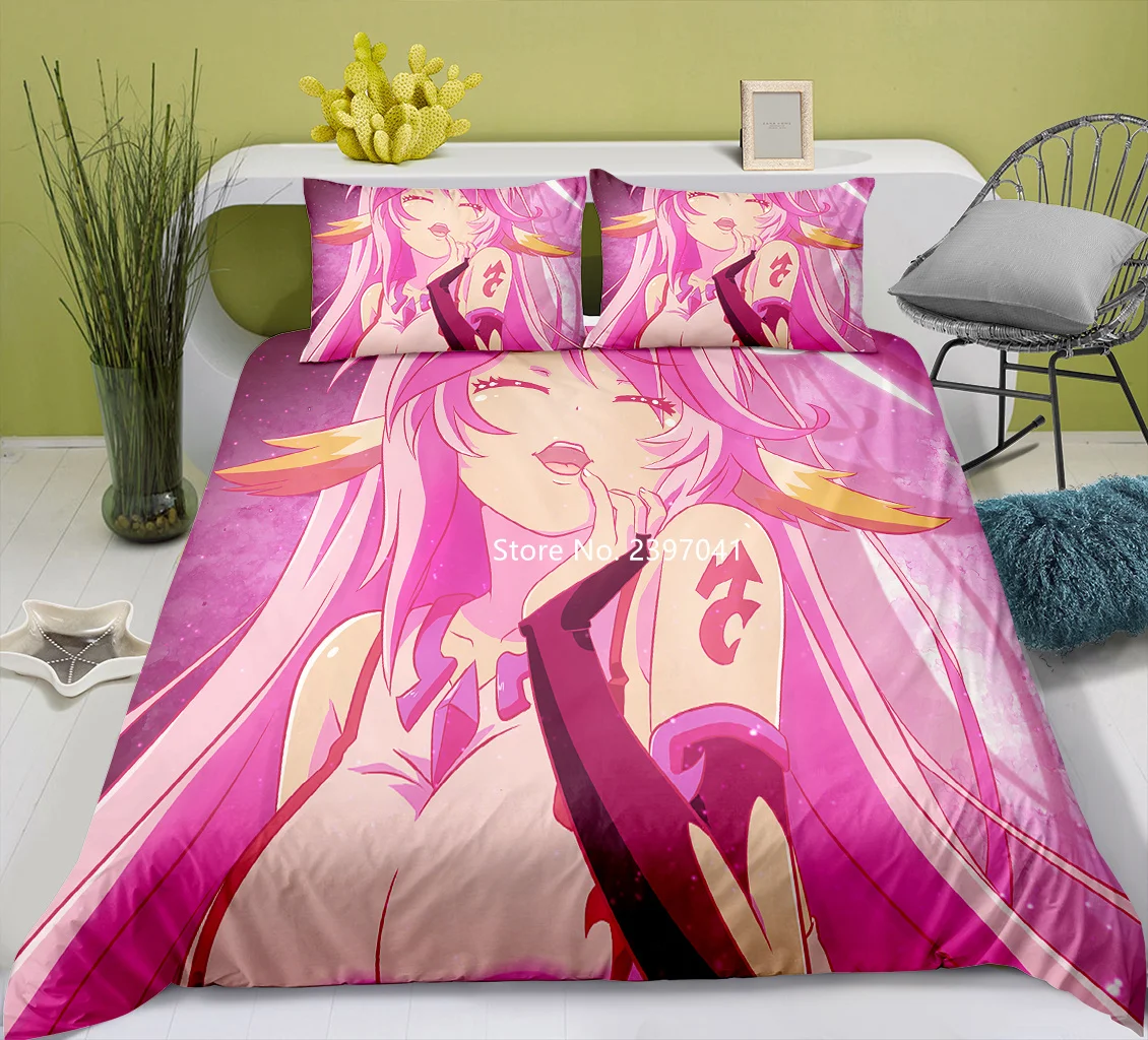 Cartoon Anime No Game No Life Home Bedding Set Otau Favorite Duvet and Pillowcase for Teenage Boys and Students Bedroom Decor