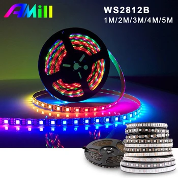 

AMill 1m 2m 3m 4m 5m WS2812B Led Strip WS2812 Addressable Smart RGB Led Light Strips Black/White PCB Waterproof IP30/65/67 DC5V