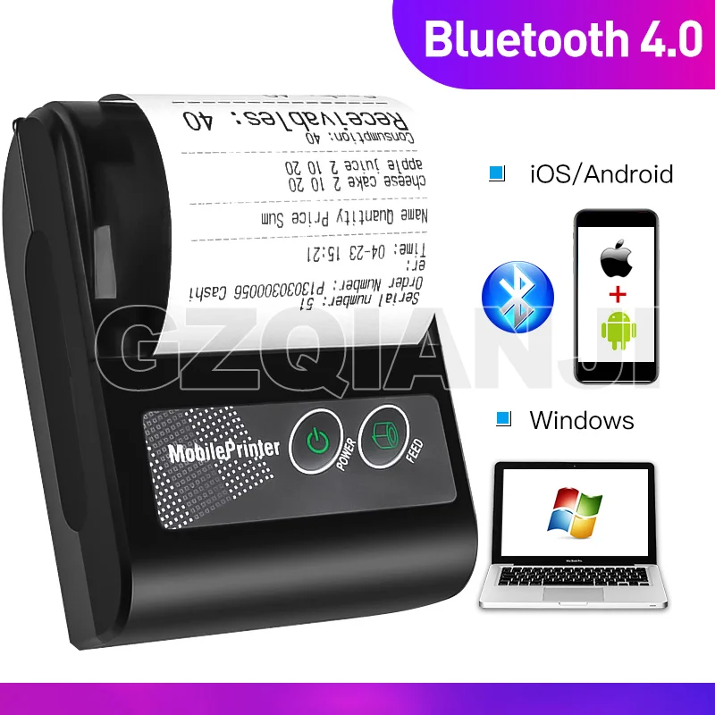 Портативный Миниатюрный Bluetooth термопринтер карманный маленький размер легко