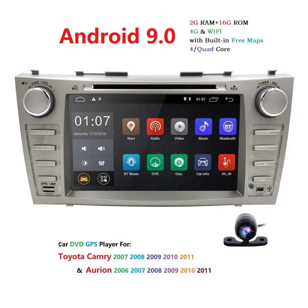 1024*600 android 9 0 Автомобильный gps навигатор автомобильный dvd для Toyota camry 2008 2009 2010 2011 с 4g