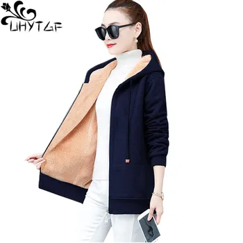 

UHYTGF Hoody clothes for women sheep cake velvet warm autumn winter coat female loose casual 4XLoversized hoodie sweatshirt 1078