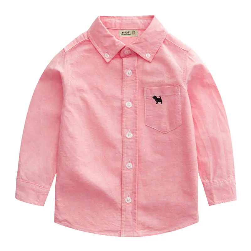 Рубашка с длинными рукавами для мальчиков новая белая детская одежда детская рубашка с воротником на весну и осень рубашка для детей 1-7 лет - Цвет: Коричневый