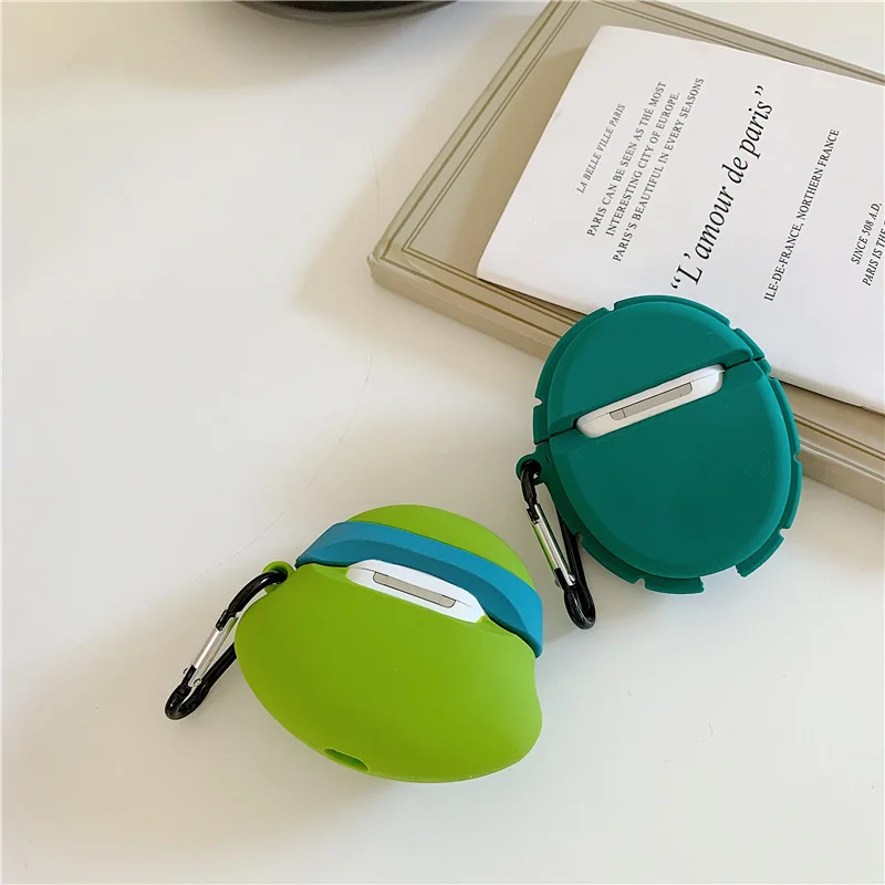 Мультяшный чехол Черепаха ниндзя для AirPods 1 2 3 милый силиконовый чехол Bluetooth защитный чехол для наушников для Airpods pro брелок