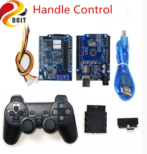 SZDOIT Wi-Fi/Bluetooth/ручка Управление комплект 16-канальный серво и 4-канальный двигатель привода доска+ макетная плата RC робот для Arduino - Цвет: Handle Control