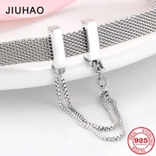 Модные 925 пробы серебряные квадратные зажимы безопасная цепочка бусины подходят к оригинальному отражению зажим браслет ювелирные изделия