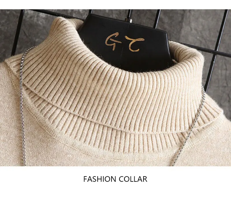 Men's Sweater Pullover Fashion Simple Knitted Sweaters Black Loose Long Sleeve Multicolor Winter Soft Warm Wool Turtleneck Hot