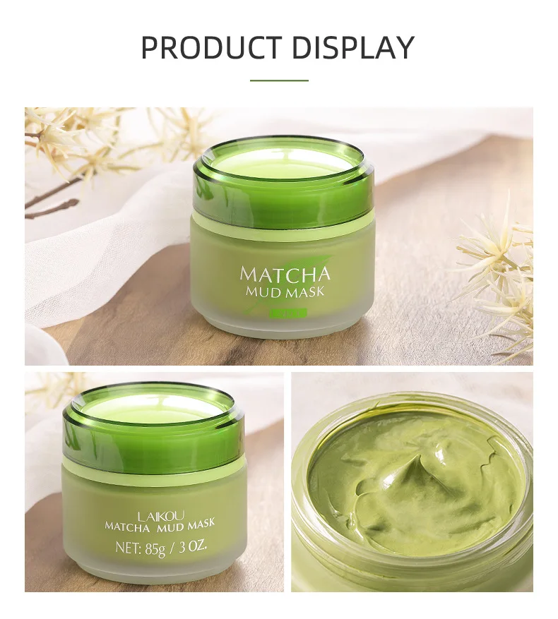 H8c46960b303d4d9aa3a33b95c537d411z Matcha Mud Facial Mask Cream Whitening Anti-Aging Blackhead Remover Acne Treatment Deep Cleaning Oil-Control Moisturizing