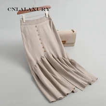 Осенне-зимняя черная шерстяная вязаная женская длинная юбка Фасонная юбка тонкая сексуальная женская раскол пуговицы для юбки сплайсированная Юбка-миди