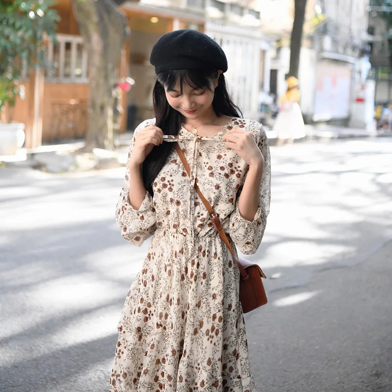 

2019 Autumn Clothing New Style Korean-style Platycodon Grandiflorum Skirt Super Fairy MORI Series Waist Hugging Slimming Elegant