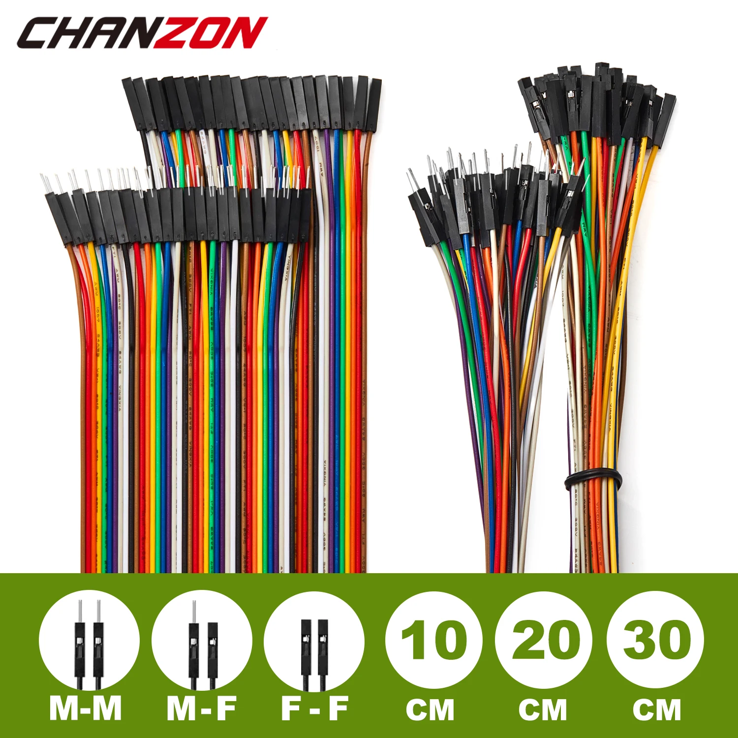 10cm 20cm 30cm Male Female 24AWG Copper Long Ribbon Jumper Wire Dupont Cable Line Connector Kit Set for DIY Arduino Breadboard |