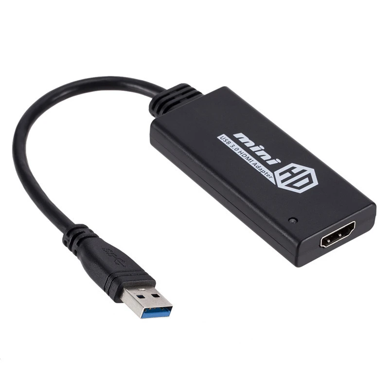 HDMI кабель USB 3,0 к HDMI кабель адаптер для ПК ноутбука жесткий диск HDTV проект монитор USB 3,0 к HDMI HD и мини адаптер конвертер - Цвет: Black HDMI Adapter