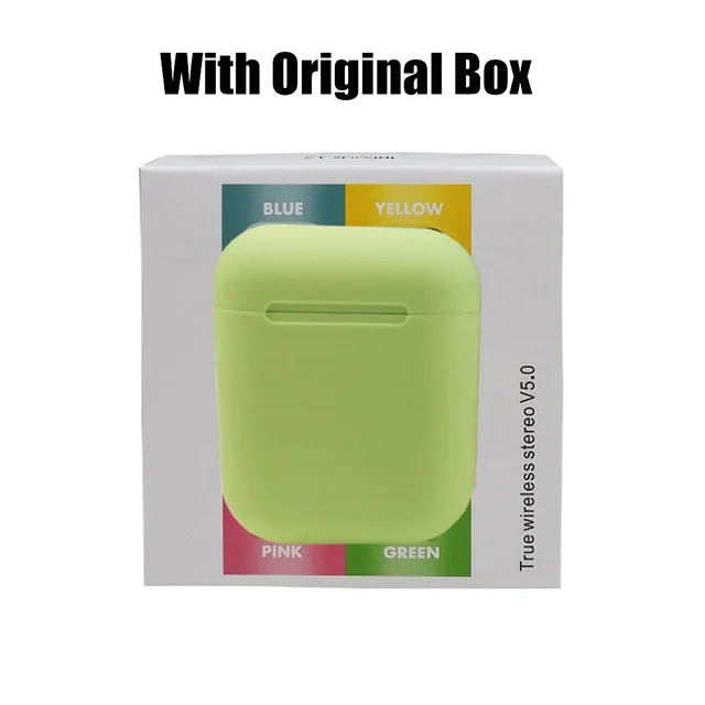 i12 D green Bluetooth наушники, цветная версия Macaron 12 5,0, беспроводные Bluetooth наушники для всех смартфонов, наушники с шумоподавлением - Цвет: i12 D green
