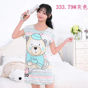 

Cute Nightdress Strap Thin Female Underwear Nighty Home Wear Sanderala Women Print Cartoon Sexy Sleepwear Round Neck Lingerie