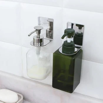 

Home Stainless Steel Self-Adhesive Wall Mounted Bathroom Bottle Holder Shower Gel Shampoo Hook Dispenser Storage Rack Organizer