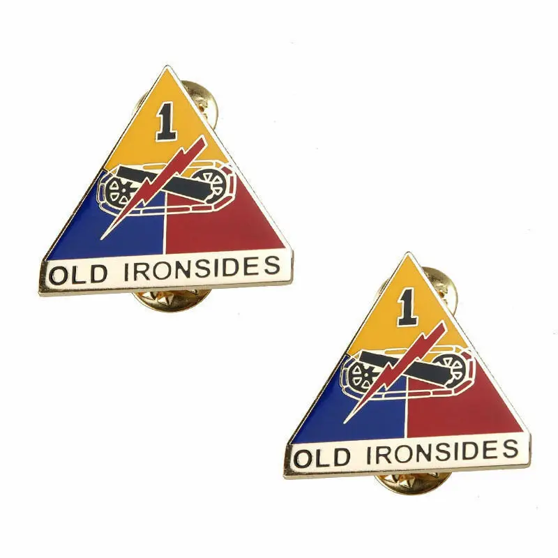 Пара армии США 1-й бронированный дивизион старый IRONSIDES металлический значок