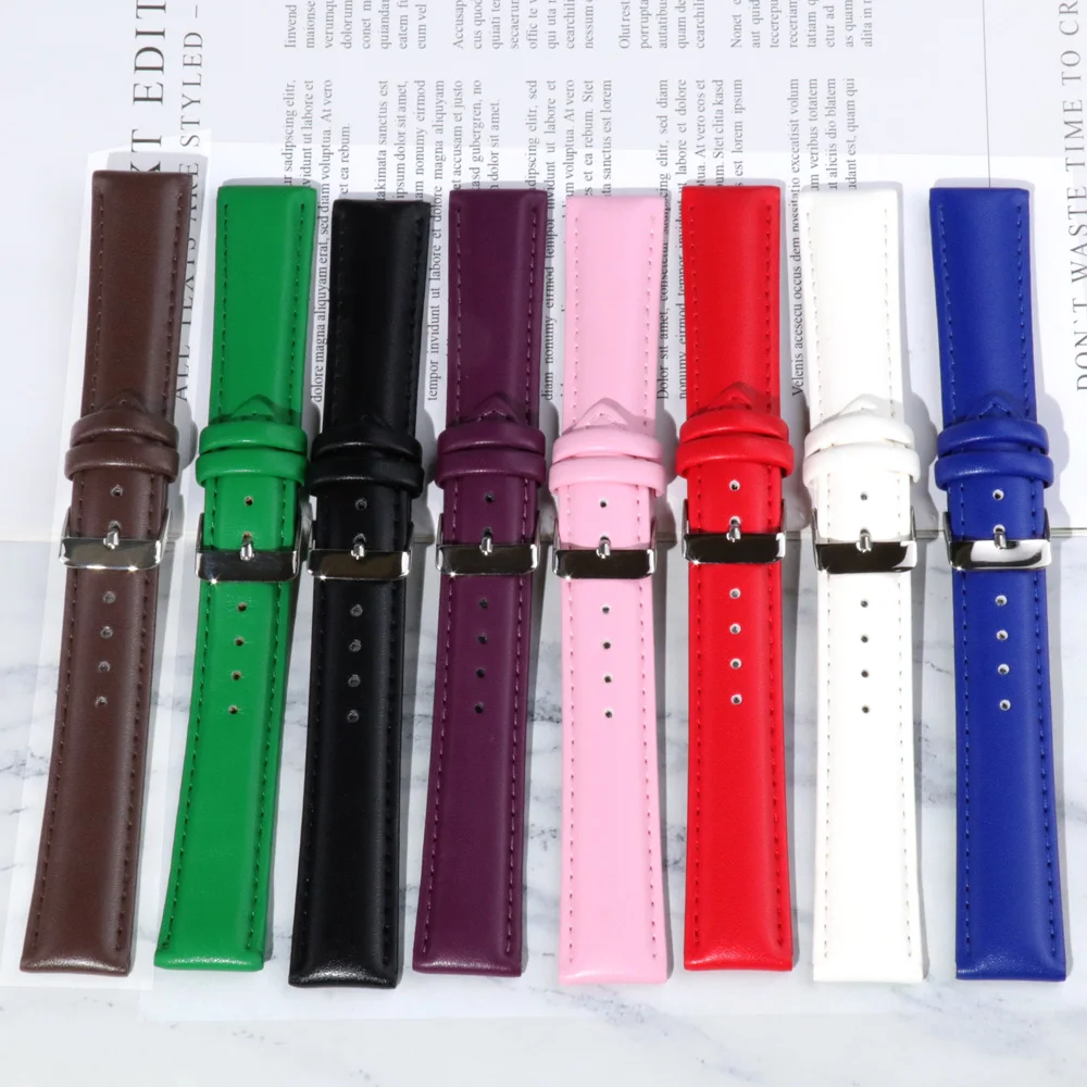 

Genuine Leather Watchbands 10 12 14 16 18 19 20 22 24 MM Watch Steel Pin buckle Band Strap High Quality Wrist Belt Bracelet