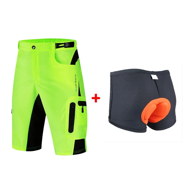WOSAWE Cycling Shorts Summer Breathable Loose Short MTB Shorts Bike Shorts Men Running Bicycle Pants Riding Shorts Pants BL132-Green Set