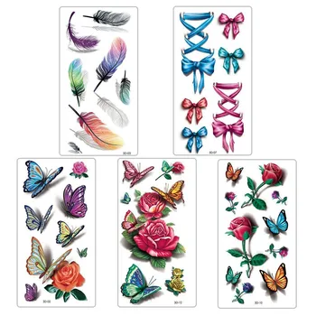 

5pcs Temporary Tattoos Sticker for Body Art Cool 3D Waterproof Temporary Tattoos Water Transfer Tattoos Girls Flower Tattoos