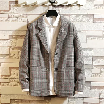 

2020 New Luxury Classic Men'S Casual Plaid Blazer Autumn Spring Fashion Brand Loose Long Suit SA-8