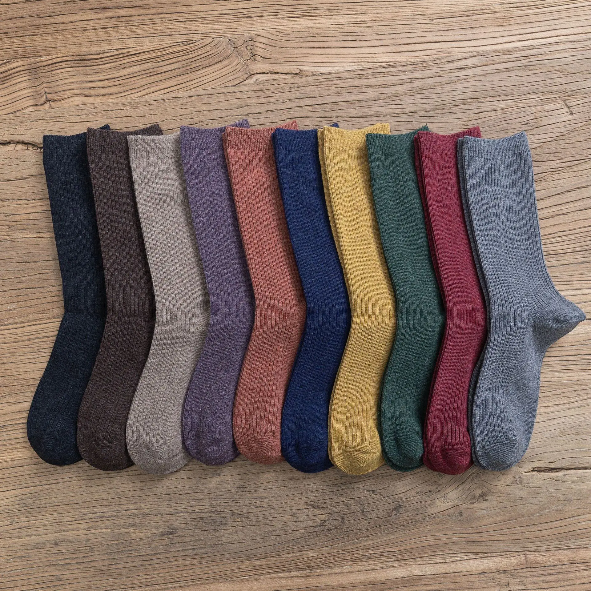 Модные женские счастливые носки, шерстяные теплые носки для зимы, Женские винтажные однотонные мужские хлопковые носки, корейский стиль, черные, желтые