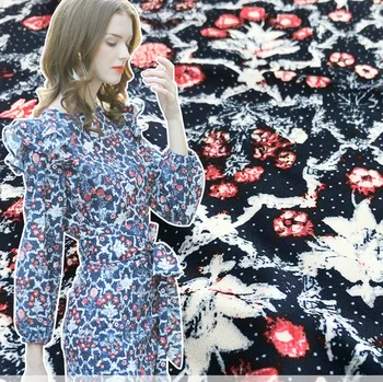 

Mulberry digital printing fabric meter 4-way stretch crepe fabric brand clothing handmade DIY fabric wholesale cloth