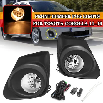 

Pair Front Bumper Fog Lights Lamp + Grilles Cover w/ H11Bulb Switch Kit For Toyota Corolla 2011 2012 2013