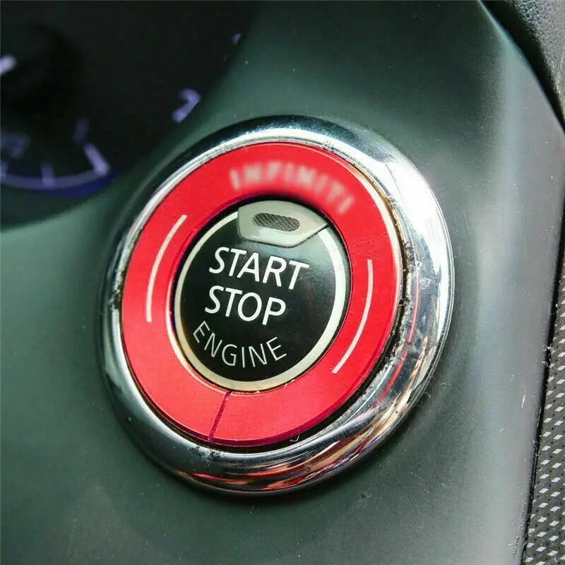 Красный сплав зажигания кнопка запуска стоп кольцо крышки для Infiniti Q50 QX50 Q60 QX60 - Название цвета: Красный