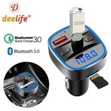 Fm-передатчик Bluetooth 5,0 автомобильный модулятор беспроводной комплект громкой связи Авто Аудио MP3 плеер Быстрая зарядка QC3.0 двойной USB зарядное устройство