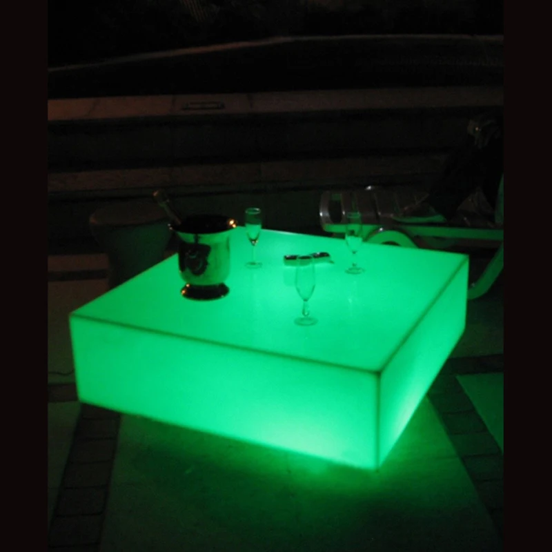 Rechargeable LED Bar Table, PE Material Square Tray, LED Furniture, Party,SK-LF23, L60 * W60 * H13cm 1pc