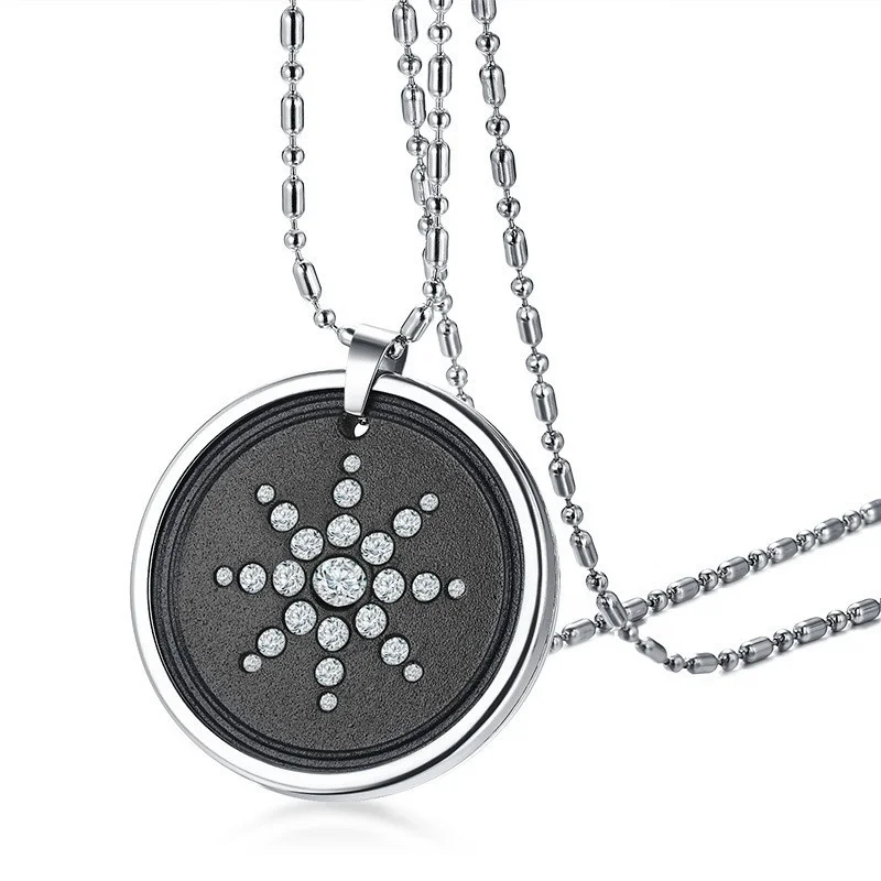 

Quantum Scalar Energy Bio Science Pendant Necklace for Men Volcanic Lava Anti Radiation Protection Zircon Chain Jewelrys