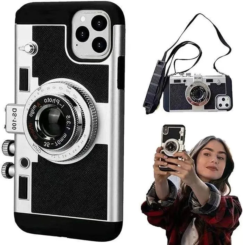 Emily In Paris Retro Camera Leather Sling Phone Case
