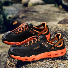 Летние мужские кроссовки с эластичным ремешком; Мужская дышащая Спортивная обувь; Мужская водонепроницаемая обувь; Новинка; мужские кроссовки на плоской подошве; мужская пляжная обувь